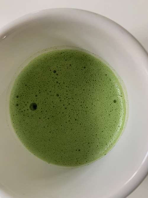 Beautiful froth on top of the matcha green tea